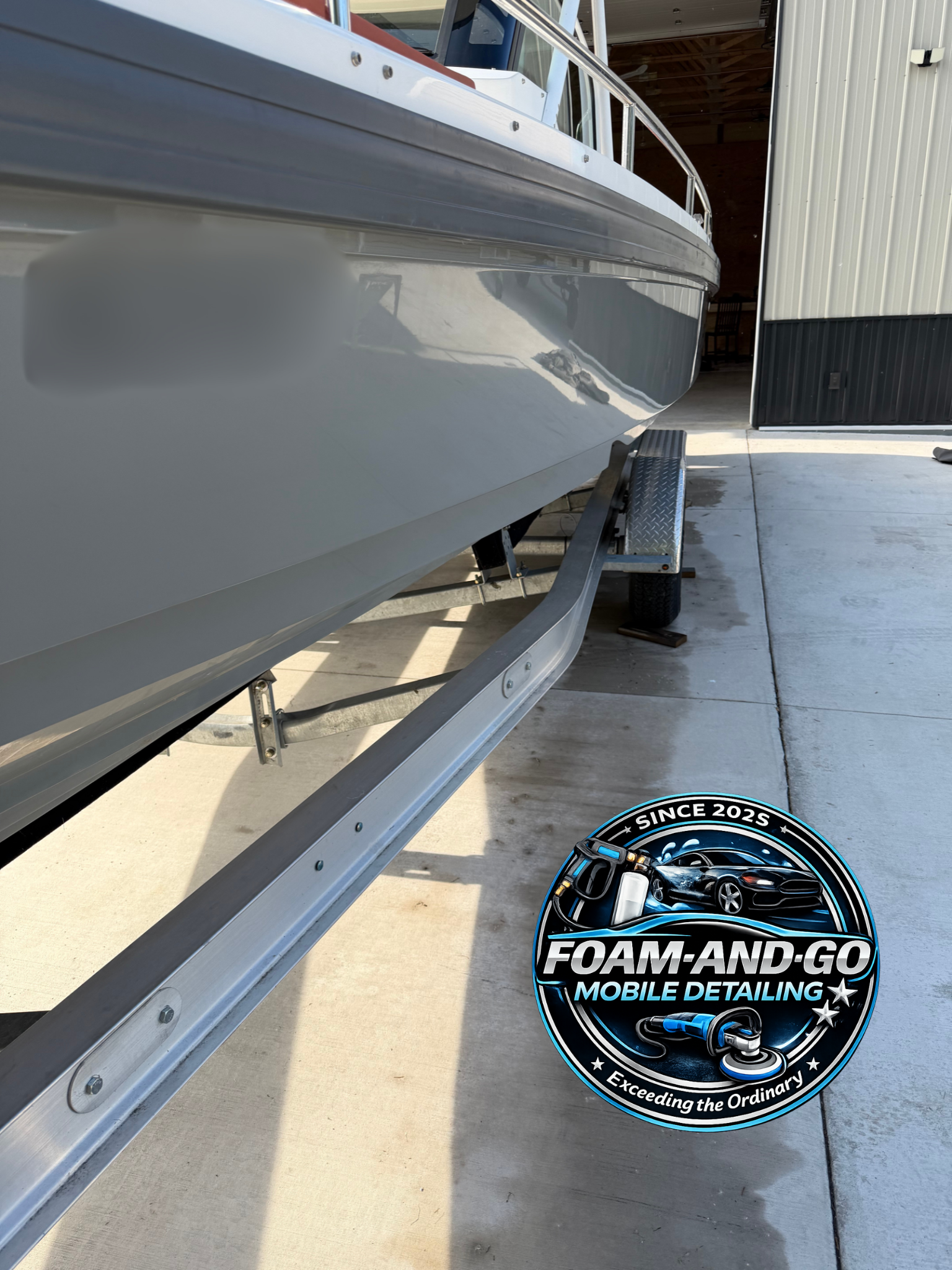 Exterior boat detailing by Foam-and-Go Detailing